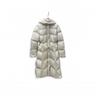 BURBERRY WHITE HOODED LONG DOWN JACKET 